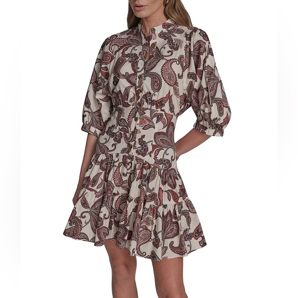 BCBG Dresses & Skirts - BCBG Collared Short Sleeve Fit & Flare Paisley Dress Size 10 NWT